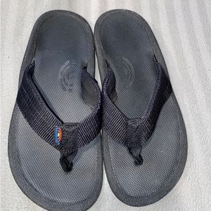 Rainbow Flip-Flops Charcoal Black Leather Shoes Men’s Sz 10M